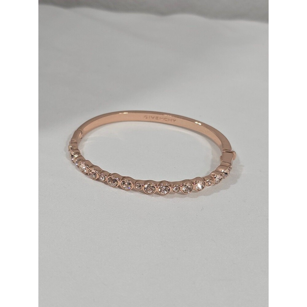 Vintage GIVENCHY Crystal Bangle Bracelet Rose Gold Tone Gorgeous